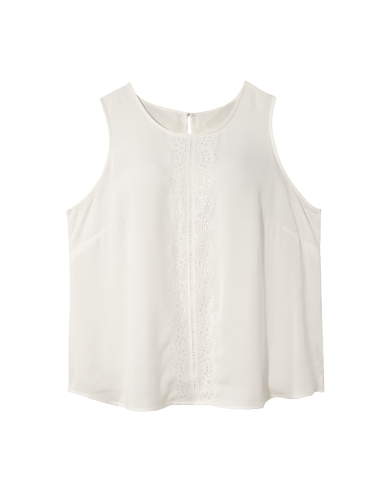 Front of plus size Clara Sleeveless Lace Trim Blouse by Ryan Wythe | Dia&Co | dia_product_style_image_id:123870